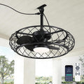 24" Outdoor Ceiling Fan with Light Plug In Remote App 3CCT Dimmable DC Motor