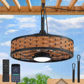 20" Outdoor Ceiling Fan with Light IP65 Plug In 3CCT Dimmable 6 Speed Remote App